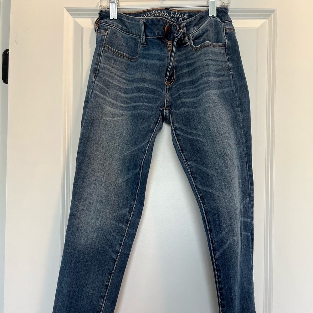 American Eagle Medium Blue 360 Super Stretch Jeggings, Size 0 Short